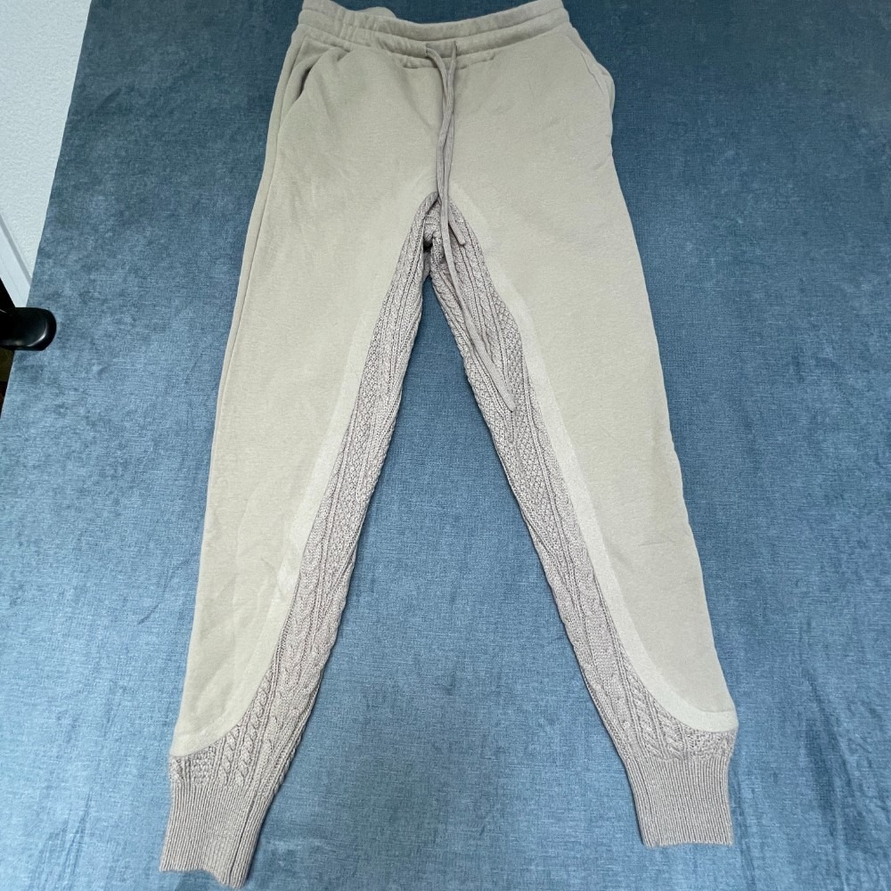 Twenty Montreal Sweatpants Womens Medium Beige Fleece Lined Drawstring Tapered